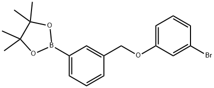 2-(3-((3-bromophenoxy)methyl)phenyl)-4,4,5,5-tetramethyl-1,3,2-dioxaborolane 구조식 이미지