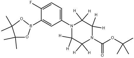 tert-butyl 4-(4-fluoro-3-(4,4,5,5-tetramethyl-1,3,2-dioxaborolan-2-yl)phenyl)piperazine-1-carboxylate-2,2,3,3,5,5,6,6-d8 Structure