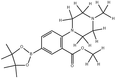 methyl-d3 2-(4-(methyl-d3)piperazin-1-yl-2,2,3,3,5,5,6,6-d8)-5-(4,4,5,5-tetramethyl-1,3,2-dioxaborolan-2-yl)benzoate Structure