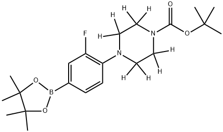 tert-butyl 4-(2-fluoro-4-(4,4,5,5-tetramethyl-1,3,2-dioxaborolan-2-yl)phenyl)piperazine-1-carboxylate-2,2,3,3,5,5,6,6-d8 Structure