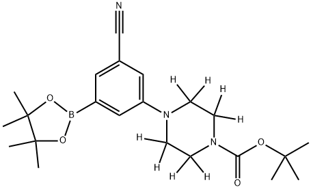 tert-butyl 4-(3-cyano-5-(4,4,5,5-tetramethyl-1,3,2-dioxaborolan-2-yl)phenyl)piperazine-1-carboxylate-2,2,3,3,5,5,6,6-d8 Structure