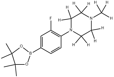 1-(2-fluoro-4-(4,4,5,5-tetramethyl-1,3,2-dioxaborolan-2-yl)phenyl)-4-(methyl-d3)piperazine-2,2,3,3,5,5,6,6-d8 구조식 이미지