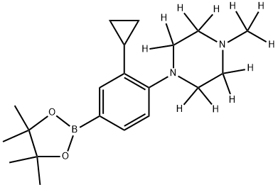 1-(2-cyclopropyl-4-(4,4,5,5-tetramethyl-1,3,2-dioxaborolan-2-yl)phenyl)-4-(methyl-d3)piperazine-2,2,3,3,5,5,6,6-d8 구조식 이미지