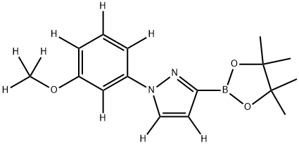 1-(3-(methoxy-d3)phenyl-2,4,5,6-d4)-3-(4,4,5,5-tetramethyl-1,3,2-dioxaborolan-2-yl)-1H-pyrazole-4,5-d2 구조식 이미지