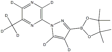 2-(methyl-d3)-6-(3-(4,4,5,5-tetramethyl-1,3,2-dioxaborolan-2-yl)-1H-pyrazol-1-yl-4,5-d2)pyrazine-3,5-d2 구조식 이미지