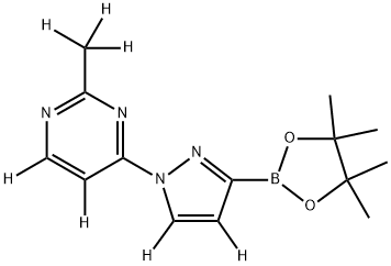 2-(methyl-d3)-4-(3-(4,4,5,5-tetramethyl-1,3,2-dioxaborolan-2-yl)-1H-pyrazol-1-yl-4,5-d2)pyrimidine-5,6-d2 구조식 이미지