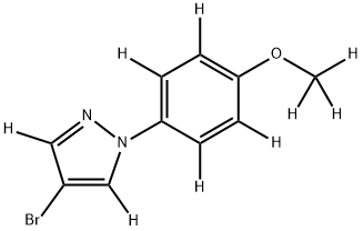 4-bromo-1-(4-(methoxy-d3)phenyl-2,3,5,6-d4)-1H-pyrazole-3,5-d2 Structure