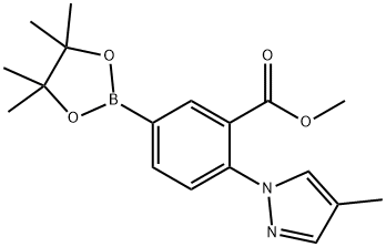 methyl 2-(4-methyl-1H-pyrazol-1-yl)-5-(4,4,5,5-tetramethyl-1,3,2-dioxaborolan-2-yl)benzoate Structure