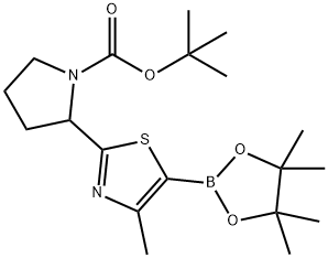 tert-butyl 2-(4-methyl-5-(4,4,5,5-tetramethyl-1,3,2-dioxaborolan-2-yl)thiazol-2-yl)pyrrolidine-1-carboxylate Structure
