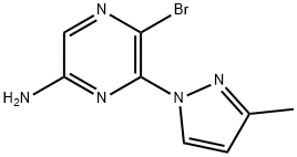 5-bromo-6-(3-methyl-1H-pyrazol-1-yl)pyrazin-2-amine Structure