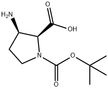 1,2-Pyrrolidinedicarboxylic acid, 3-amino-, 1-(1,1-dimethylethyl) ester, (2S,3R)- Structure