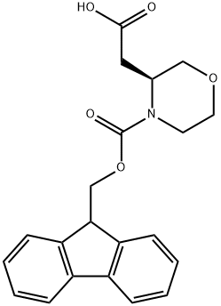 3-Morpholineacetic acid, 4-[(9H-fluoren-9-ylmethoxy)carbonyl]-, (3S)- 구조식 이미지