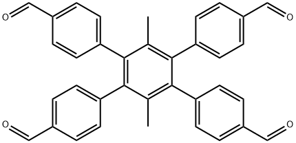 4',5'-bis(4-formylphenyl)-3',6'-dimethyl-[1,1':2',1''-terphenyl]-4,4''-dicarbaldehyde 구조식 이미지