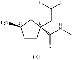 (1R,3R)-3-amino-1-(2,2-difluoroethyl)-N-methylcyclopentane-1-carboxamide hydrochloride 구조식 이미지