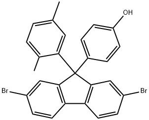 4-(2,7-dibromo-9-(2,5-dimethylphenyl)-9H-fluoren-9-yl)phenol Structure