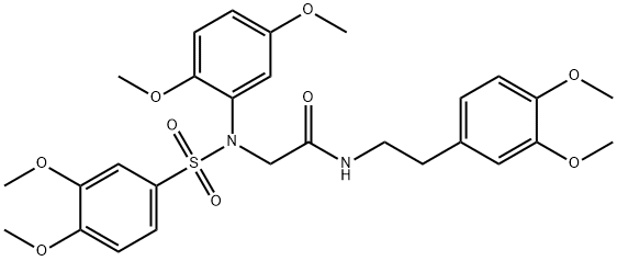 N-[2-(3,4-dimethoxyphenyl)ethyl]-2-{[(3,4-dimethoxyphenyl)sulfonyl]-2,5-dimethoxyanilino}acetamide 구조식 이미지