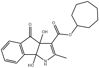 cycloheptyl 3a,8b-dihydroxy-2-methyl-4-oxo-1,3a,4,8b-tetrahydroindeno[1,2-b]pyrrole-3-carboxylate 구조식 이미지