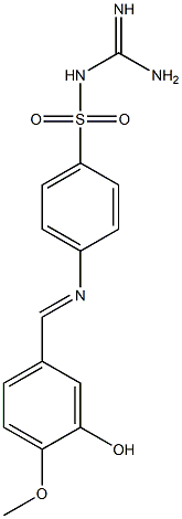 4-({[4-({[amino(imino)methyl]amino}sulfonyl)phenyl]imino}methyl)-2-hydroxy-1-methoxybenzene 구조식 이미지