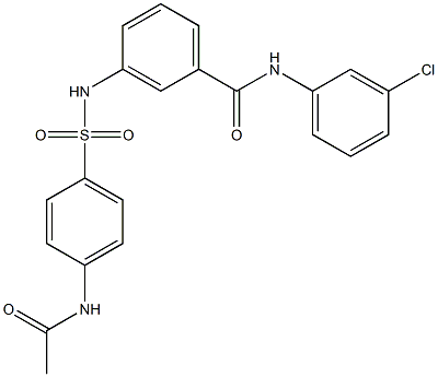 3-({[4-(acetylamino)phenyl]sulfonyl}amino)-N-(3-chlorophenyl)benzamide Structure