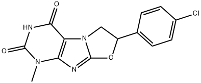 7-(4-chlorophenyl)-1-methyl-6,7-dihydro[1,3]oxazolo[2,3-f]purine-2,4(1H,3H)-dione 구조식 이미지