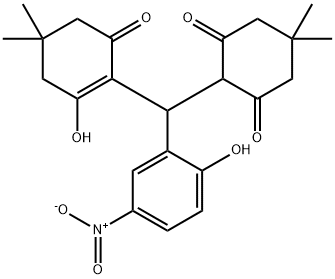 2-[(2-hydroxy-4,4-dimethyl-6-oxo-1-cyclohexen-1-yl)(2-hydroxy-5-nitrophenyl)methyl]-5,5-dimethyl-1,3-cyclohexanedione 구조식 이미지