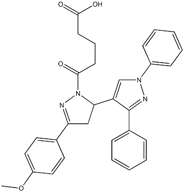 1-(4-carboxybutanoyl)-5-(1,3-diphenyl-1H-pyrazol-4-yl)-3-(4-methoxyphenyl)-4,5-dihydro-1H-pyrazole Structure