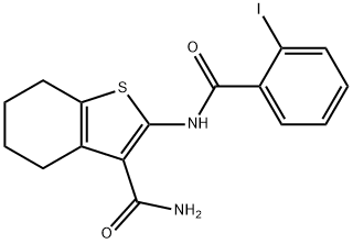 2-[(2-iodobenzoyl)amino]-4,5,6,7-tetrahydro-1-benzothiophene-3-carboxamide 구조식 이미지