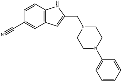 1H-Indole-5-carbonitrile, 2-[(4-phenyl-1-piperazinyl)methyl]- Structure