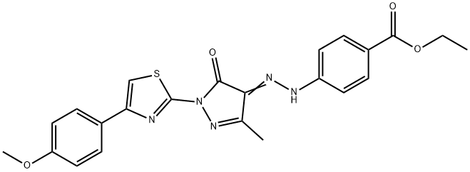 ethyl 4-(2-{1-[4-(4-methoxyphenyl)-1,3-thiazol-2-yl]-3-methyl-5-oxo-1,5-dihydro-4H-pyrazol-4-ylidene}hydrazino)benzoate Structure