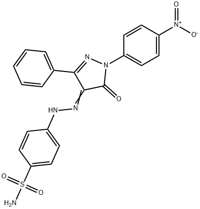 4-{2-[1-(4-nitrophenyl)-5-oxo-3-phenyl-1,5-dihydro-4H-pyrazol-4-ylidene]hydrazino}benzenesulfonamide 구조식 이미지