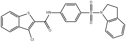 3-chloro-N-[4-(2,3-dihydro-1H-indol-1-ylsulfonyl)phenyl]-1-benzothiophene-2-carboxamide 구조식 이미지