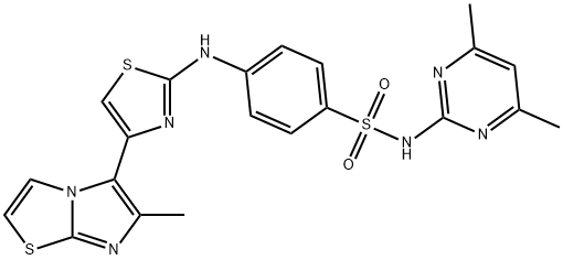 N-(4,6-dimethylpyrimidin-2-yl)-4-{[4-(6-methylimidazo[2,1-b][1,3]thiazol-5-yl)-1,3-thiazol-2-yl]amino}benzenesulfonamide 구조식 이미지