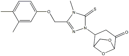 2-{3-[(3,4-dimethylphenoxy)methyl]-4-methyl-5-thioxo-4,5-dihydro-1H-1,2,4-triazol-1-yl}-6,8-dioxabicyclo[3.2.1]octan-4-one Structure