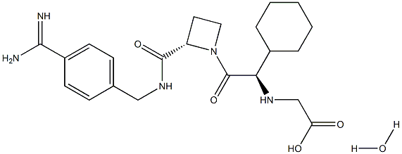 2-{[(1R)-2-[(2S)-2-{[(4-carbamimidoylphenyl)methyl]carbamoyl}azetidin-1-yl]-1-cyclohexyl-2-oxoethyl]amino}acetic acid hydrate Structure