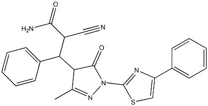 2-cyano-3-[3-methyl-5-oxo-1-(4-phenyl-1,3-thiazol-2-yl)-4,5-dihydro-1H-pyrazol-4-yl]-3-phenylpropanamide Structure