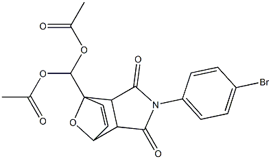 (acetyloxy)[4-(4-bromophenyl)-3,5-dioxo-10-oxa-4-azatricyclo[5.2.1.0~2,6~]dec-8-en-1-yl]methyl acetate 구조식 이미지