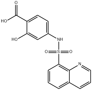 2-hydroxy-4-[(8-quinolinylsulfonyl)amino]benzoic acid 구조식 이미지