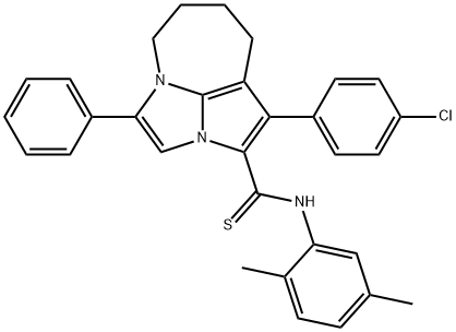 1-(4-chlorophenyl)-N-(2,5-dimethylphenyl)-4-phenyl-5,6,7,8-tetrahydro-2a,4a-diazacyclopenta[cd]azulene-2-carbothioamide 구조식 이미지