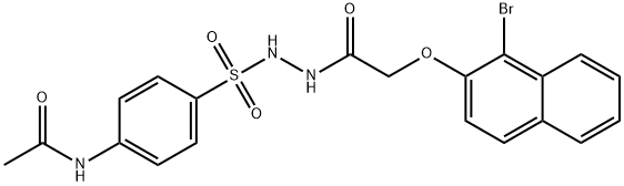 N-{4-[(2-{2-[(1-bromo-2-naphthyl)oxy]acetyl}hydrazino)sulfonyl]phenyl}acetamide 구조식 이미지