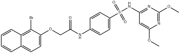 2-[(1-bromo-2-naphthyl)oxy]-N-(4-{[(2,6-dimethoxy-4-pyrimidinyl)amino]sulfonyl}phenyl)acetamide 구조식 이미지