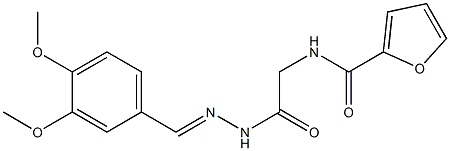 N-{2-[2-(3,4-dimethoxybenzylidene)hydrazino]-2-oxoethyl}-2-furamide 구조식 이미지