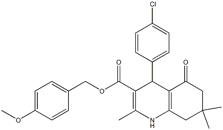 4-methoxybenzyl 4-(4-chlorophenyl)-2,7,7-trimethyl-5-oxo-1,4,5,6,7,8-hexahydro-3-quinolinecarboxylate Structure