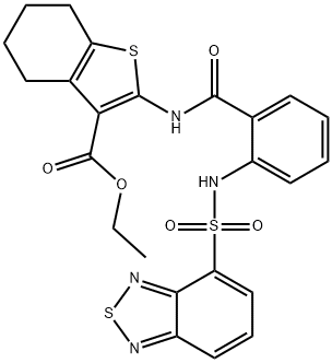 ethyl 2-({2-[(2,1,3-benzothiadiazol-4-ylsulfonyl)amino]benzoyl}amino)-4,5,6,7-tetrahydro-1-benzothiophene-3-carboxylate 구조식 이미지