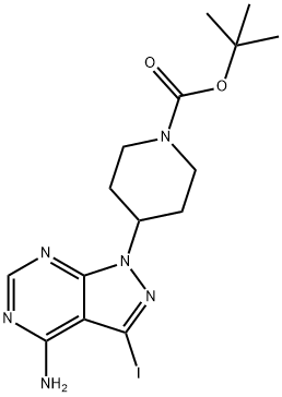 tert-butyl 4-(4-amino-3-iodo-1H-pyrazolo[3,4-d]pyrimidin-1-yl)piperidine-1-carboxylate Structure