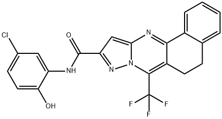 N-(5-chloro-2-hydroxyphenyl)-7-(trifluoromethyl)-5,6-dihydrobenzo[h]pyrazolo[5,1-b]quinazoline-10-carboxamide 구조식 이미지