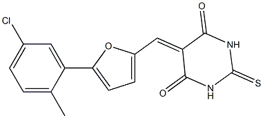 5-{[5-(5-chloro-2-methylphenyl)-2-furyl]methylene}-2-thioxodihydro-4,6(1H,5H)-pyrimidinedione Structure