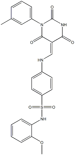 N-(2-methoxyphenyl)-4-{[(1-(3-methylphenyl)-2,4,6-trioxotetrahydro-5(2H)-pyrimidinylidene)methyl]amino}benzenesulfonamide 구조식 이미지