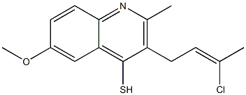 3-(3-chloro-2-butenyl)-6-methoxy-2-methyl-4-quinolinyl hydrosulfide Structure