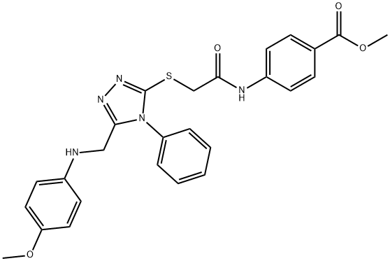 methyl 4-{[({5-[(4-methoxyanilino)methyl]-4-phenyl-4H-1,2,4-triazol-3-yl}sulfanyl)acetyl]amino}benzoate Structure