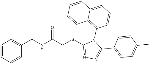 N-benzyl-2-{[5-(4-methylphenyl)-4-(1-naphthyl)-4H-1,2,4-triazol-3-yl]sulfanyl}acetamide 구조식 이미지